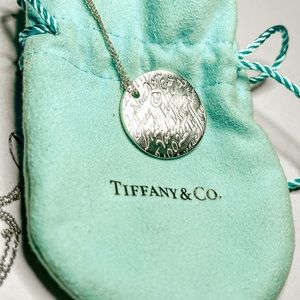 Tiffany & Co. Sterling Silver Notes Fifth Avenue Round Tag Necklace